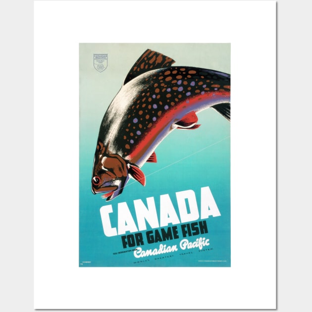 Vintage Travel Poster Canada for game fish Wall Art by vintagetreasure